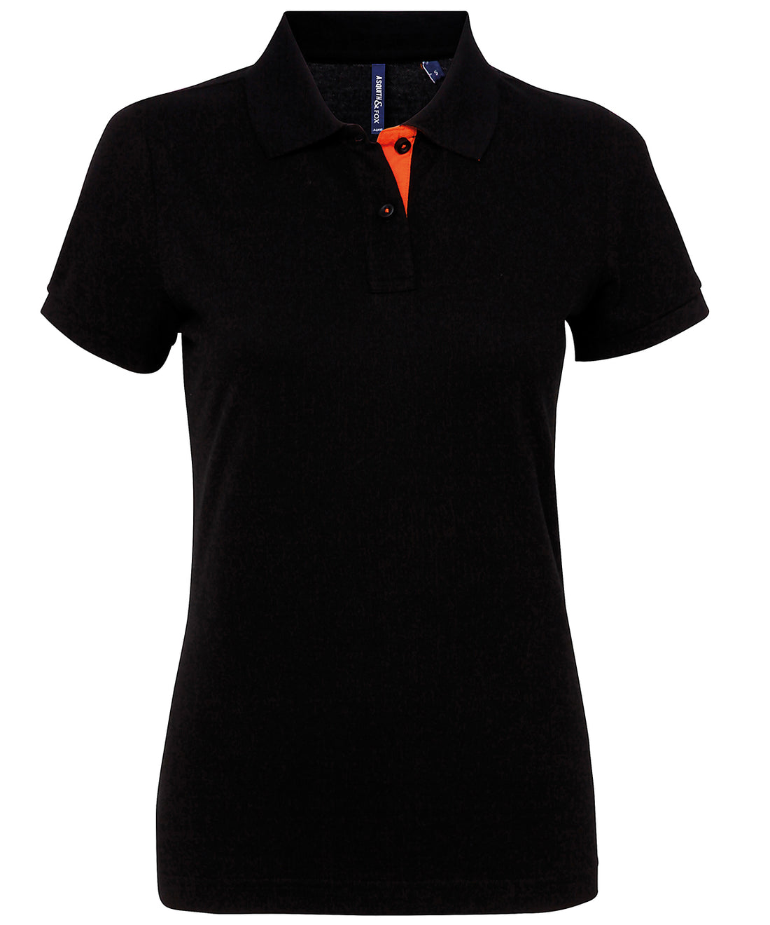 Women's contrast polo in Black/Orange