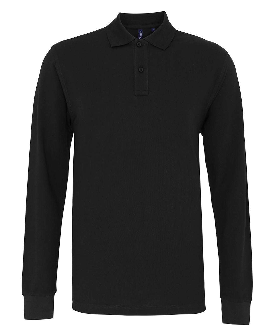 Men's classic fit long sleeved polo in Black