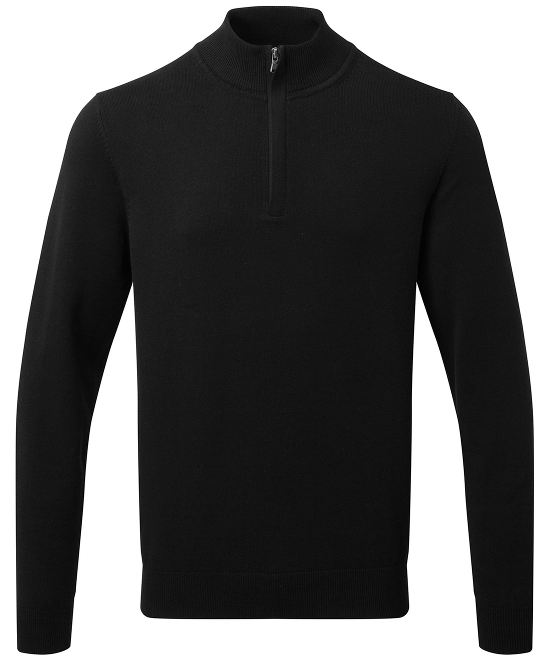 Men's cotton blend ¼ zip sweater in Black