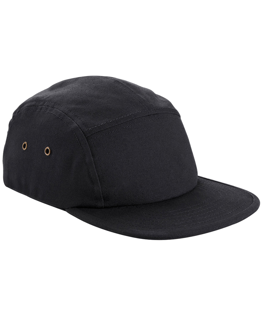 Canvas 5-panel camper cap in Black