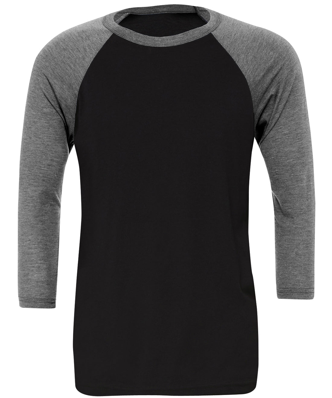 Unisex triblend ¾ sleeve baseball t-shirt in Black/Deep Heather