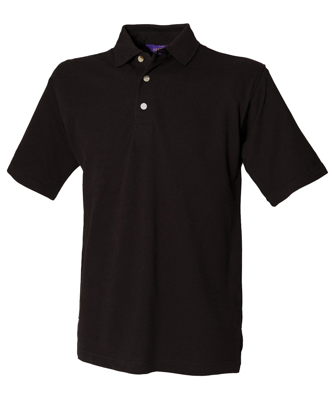 Classic cotton piqué polo with stand-up collar in Black†