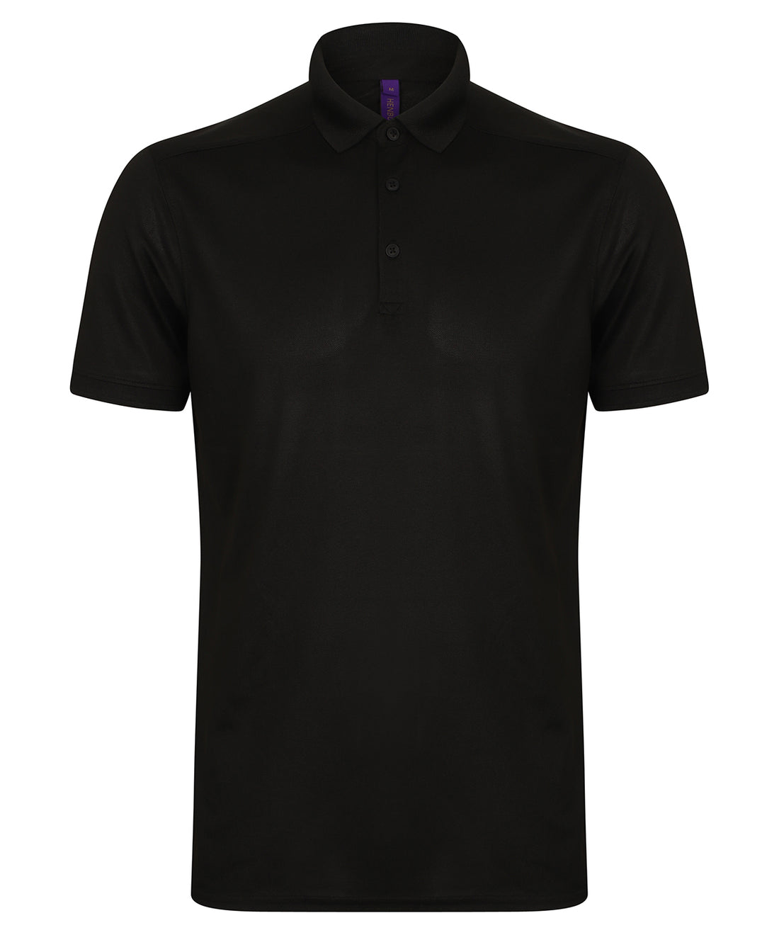 Stretch polo shirt with wicking finish (slim fit) in Black