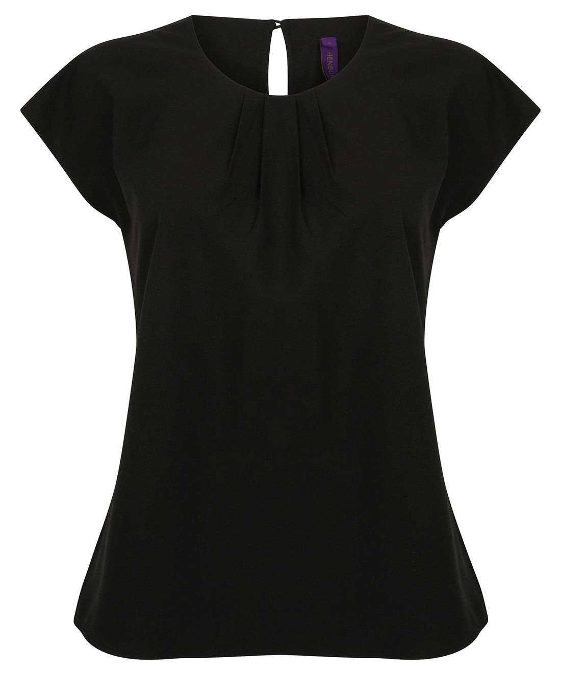 Women's pleat front short sleeve blouse in Black
