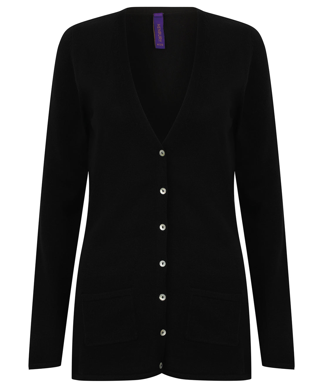 Women's v-button cardigan in Black