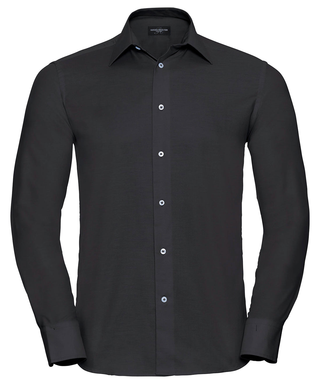 Long sleeve easycare tailored Oxford shirt in Black