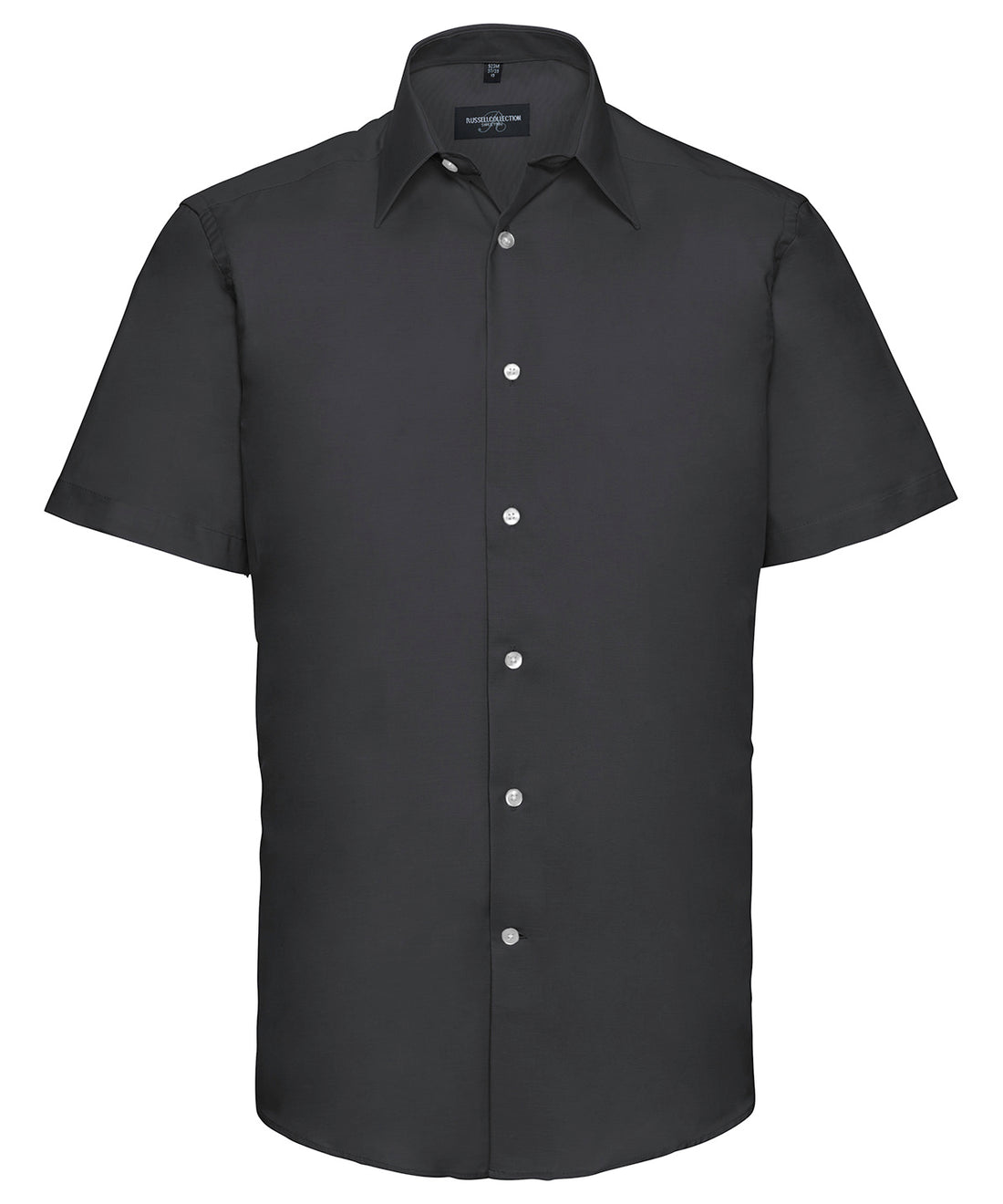 Short sleeve easycare tailored Oxford shirt in Black