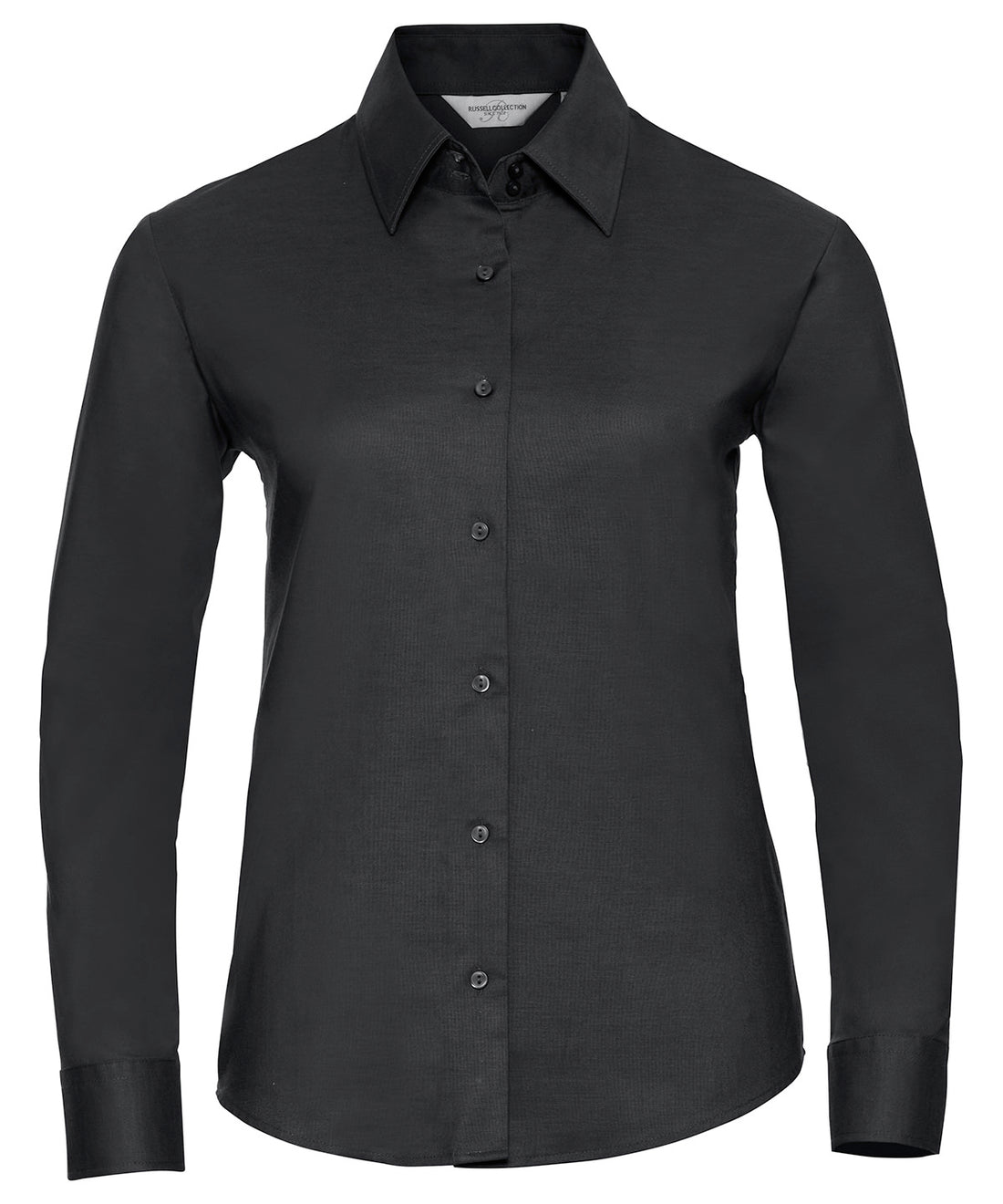 Women's long sleeve easycare Oxford shirt in Black