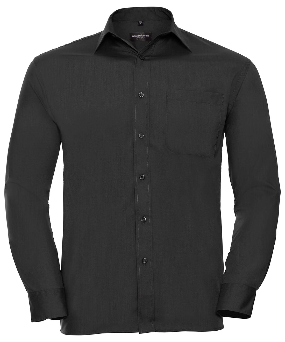 Long sleeve polycotton easycare poplin shirt in Black