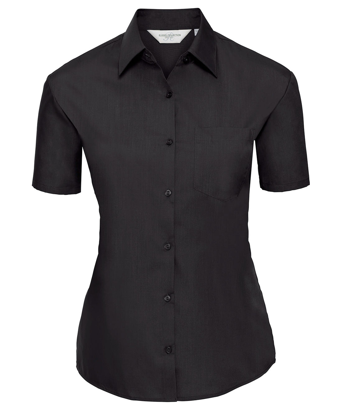 Women's short sleeve polycotton easycare poplin shirt in Black