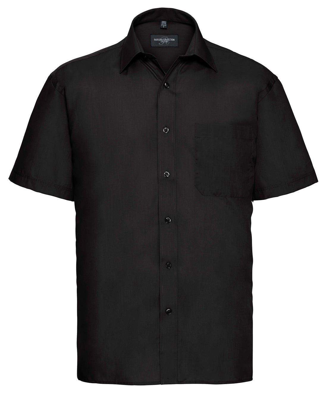 Short sleeve polycotton easycare poplin shirt in Black
