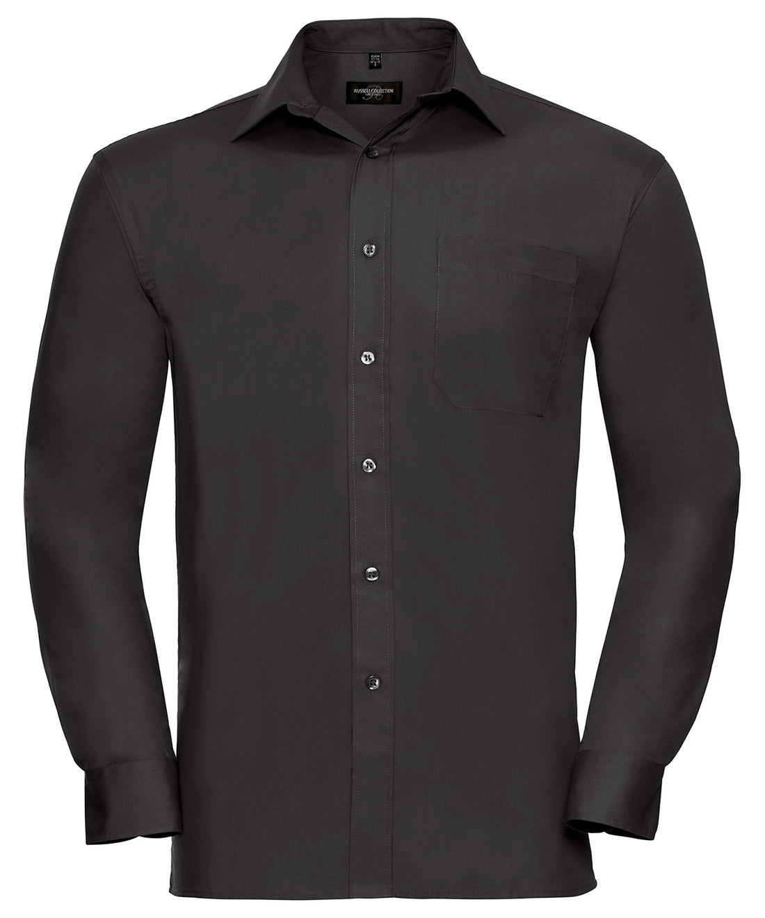 Long sleeve pure cotton easycare poplin shirt in Black