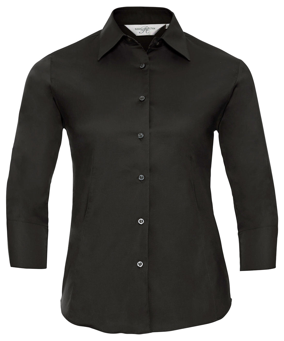 Women's ¾ sleeve easycare fitted shirt in Black
