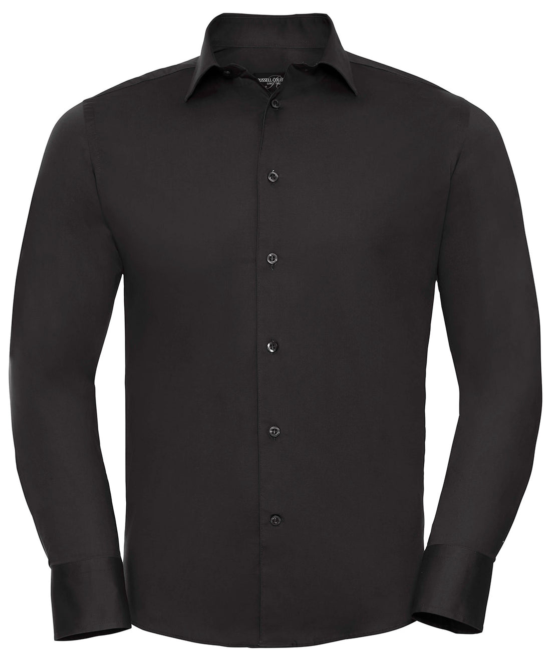 Long sleeve easycare fitted shirt in Black