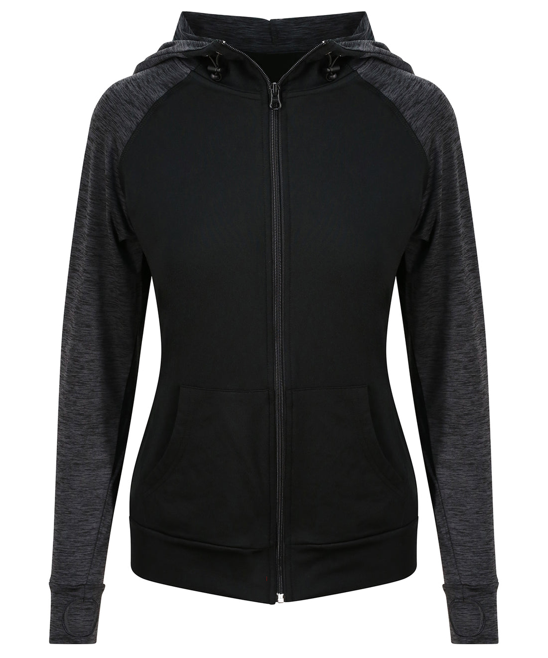 Women's cool contrast zoodie in Black/Black Slate Melange