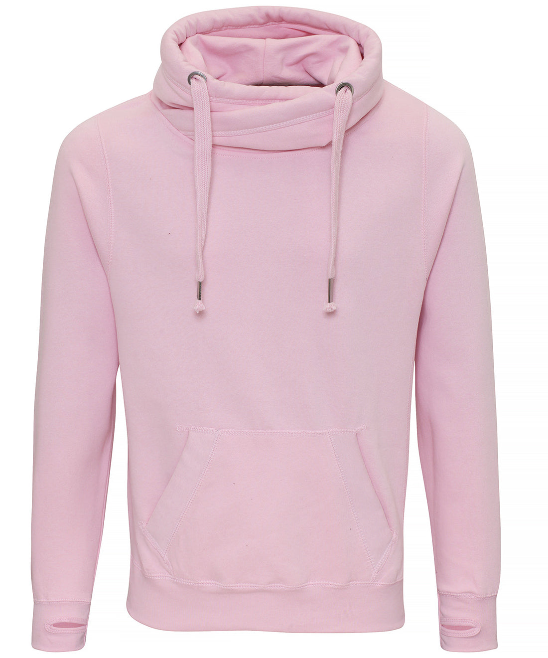 Cross neck hoodie in Baby Pink