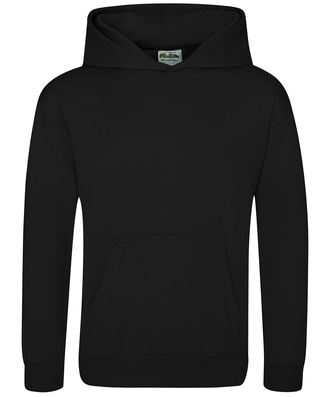 Kids sports polyester hoodie in Jet Black