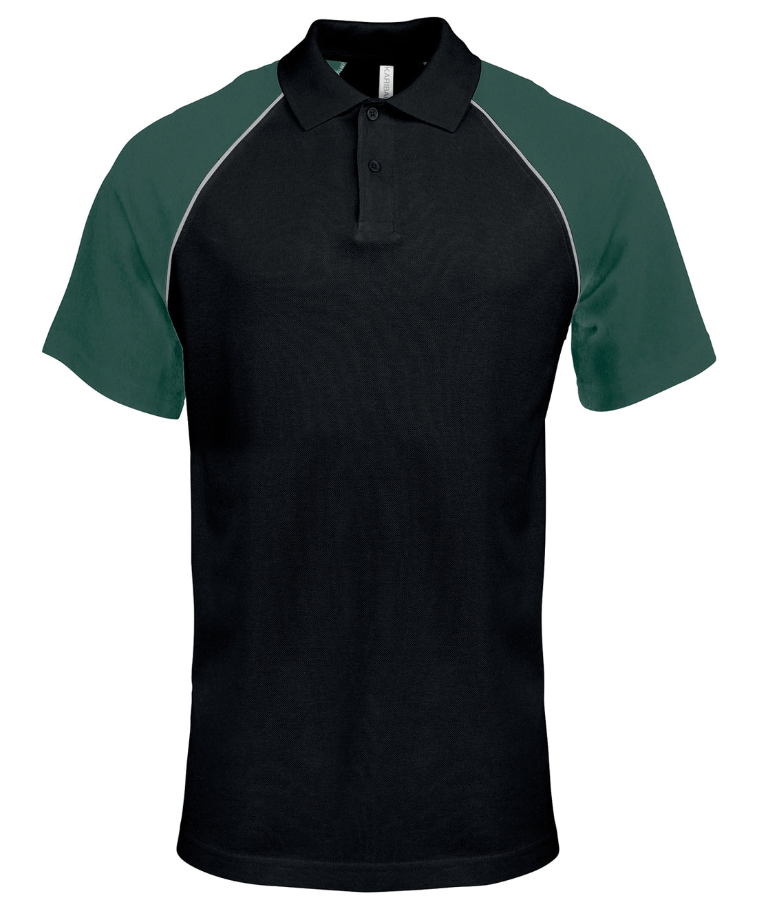 Polo baseball contrast polo shirt in Black/Light Grey/Green