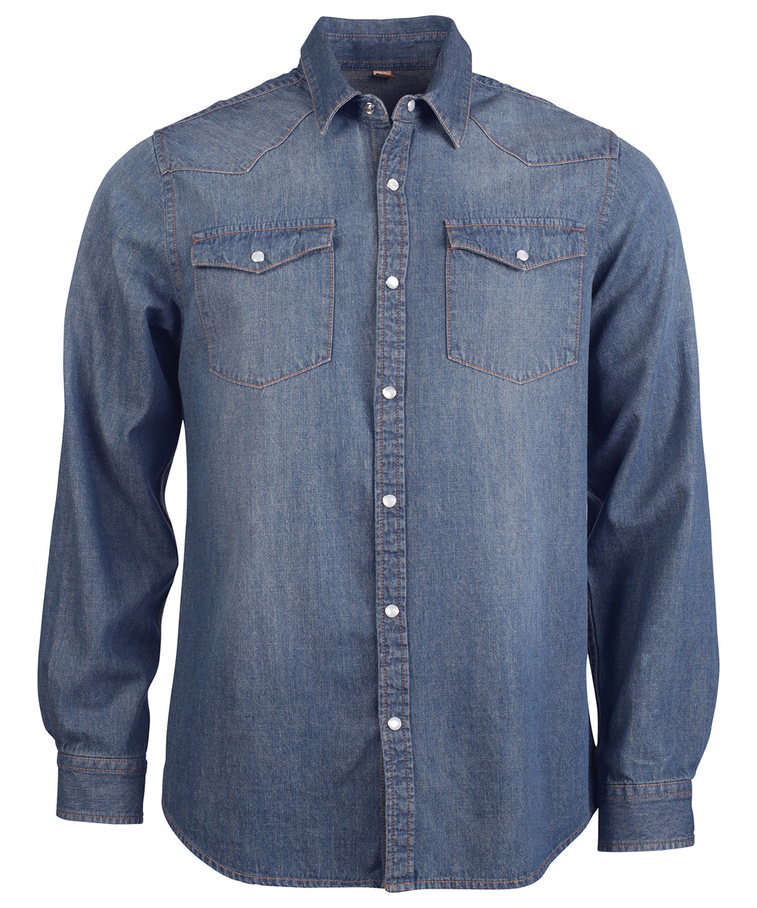 Men's long-sleeved denim shirt in Blue Jean