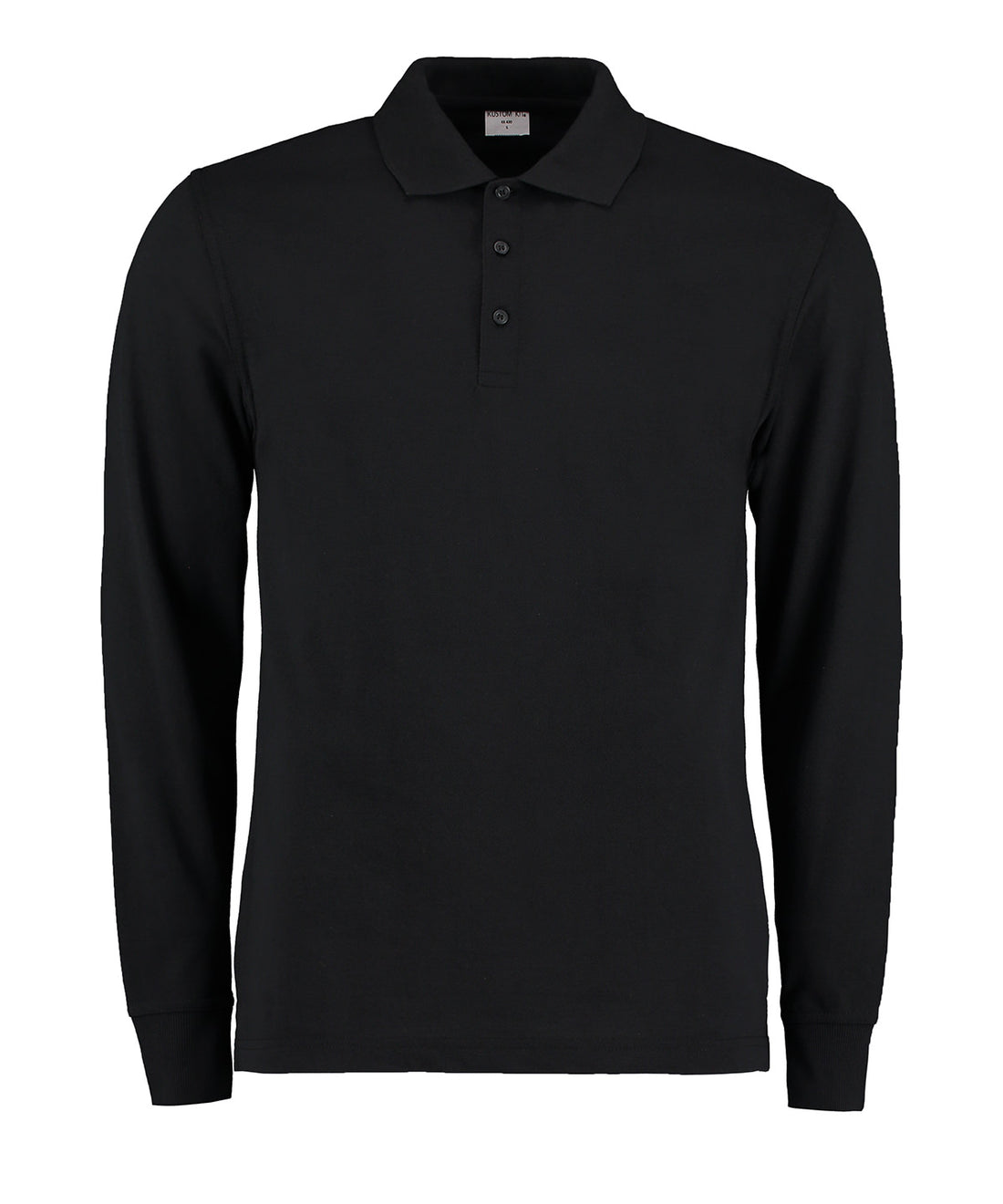 Piqué polo long-sleeved (classic fit) in Black