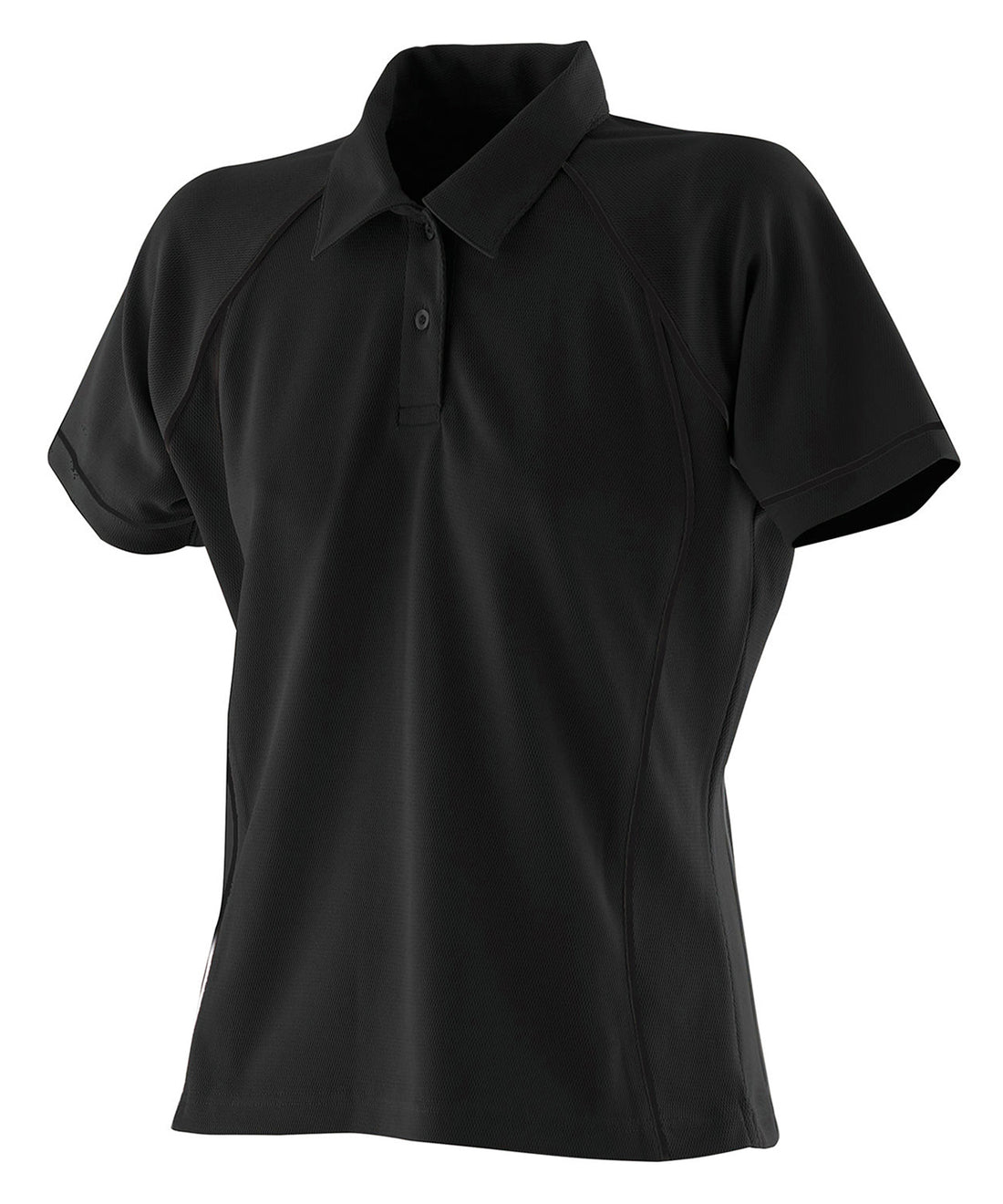 Women's piped performance polo in Black/Black