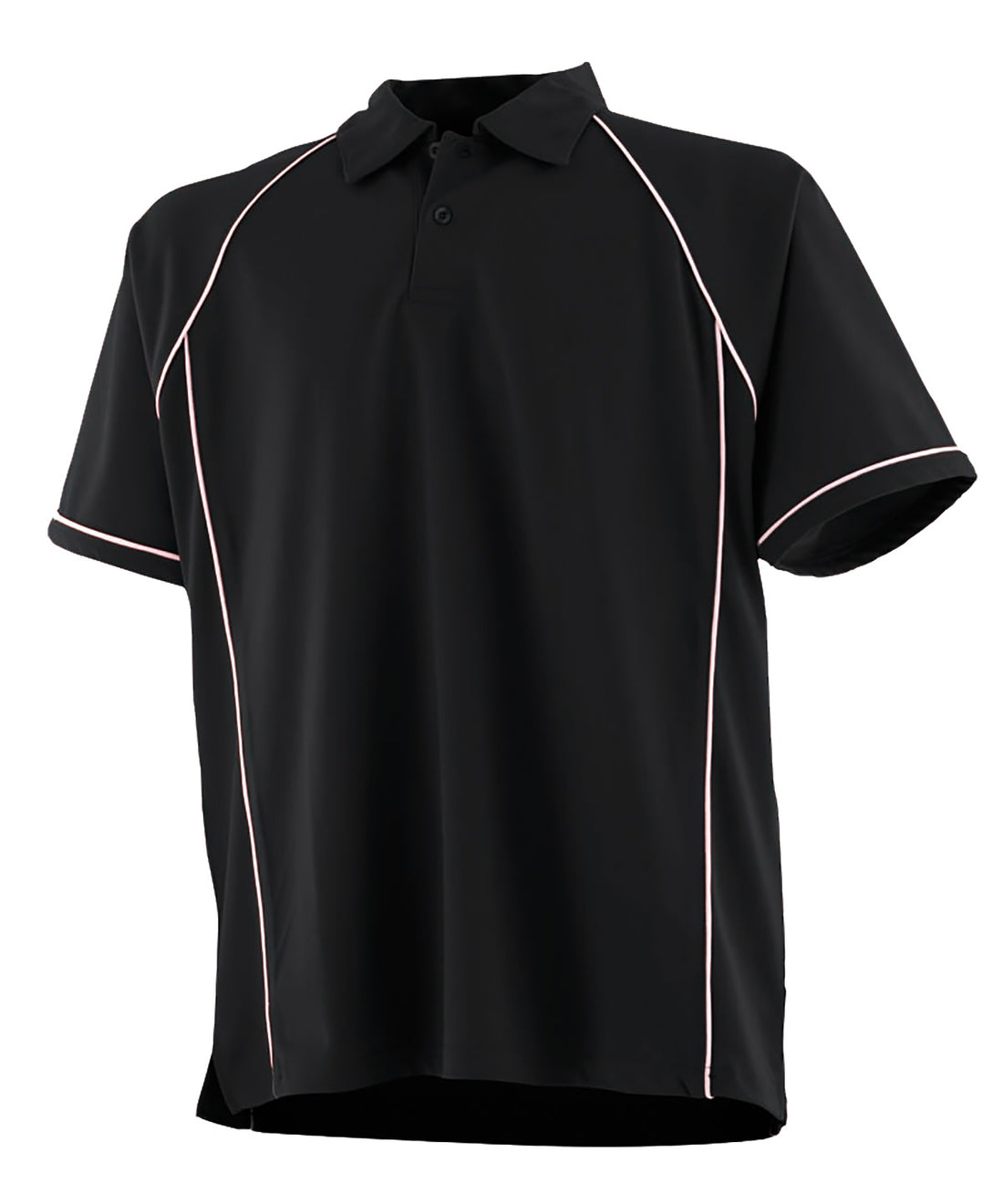 Kids piped performance polo in Black/White†