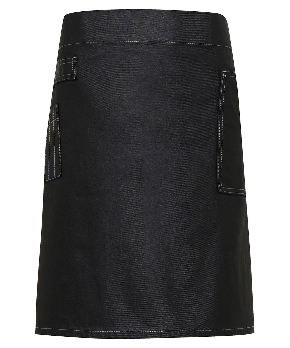 Division waxed-look denim waist apron in Black Denim