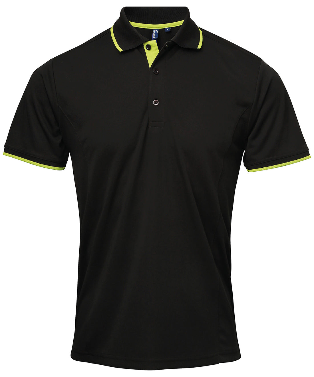 Contrast Coolchecker® polo in Black/Lime