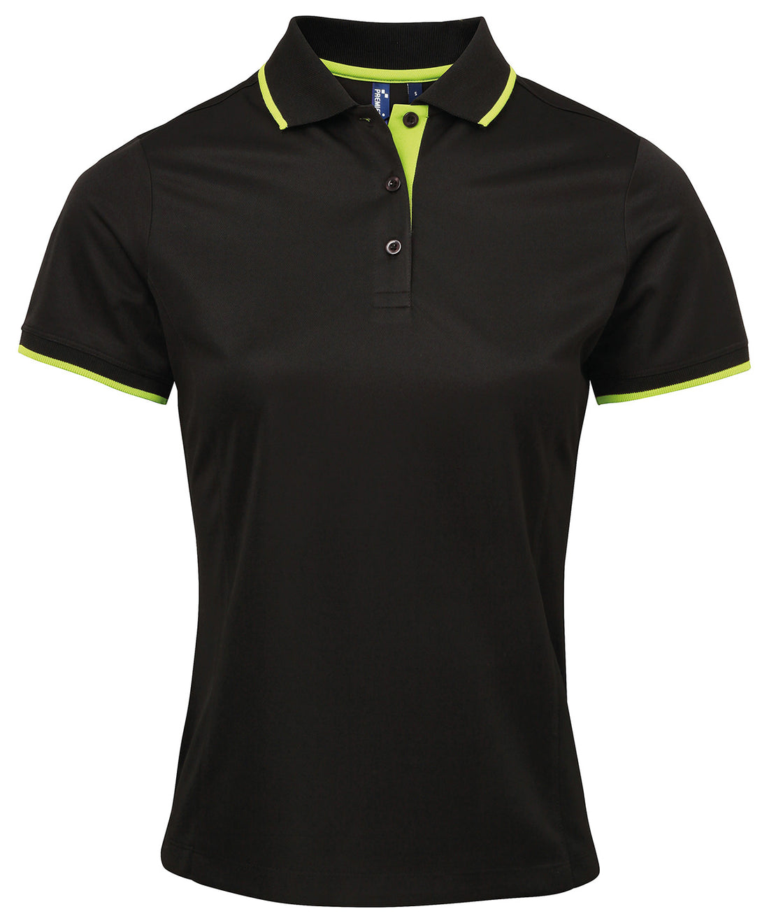 Women's contrast Coolchecker® polo in Black/Lime