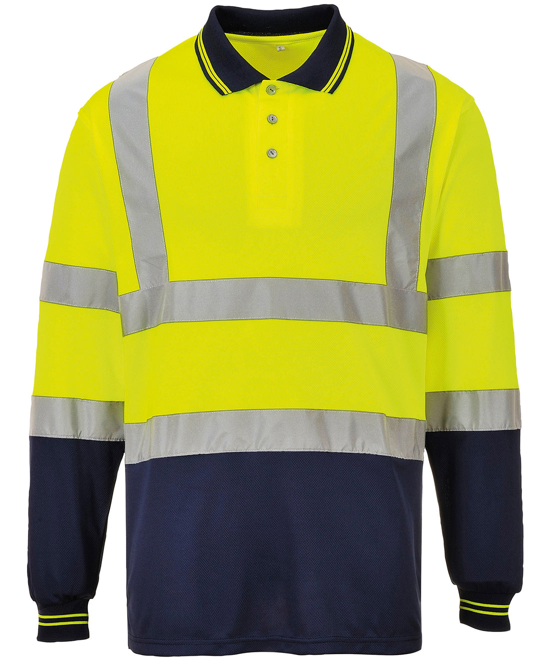 Two-tone long sleeve polo (S279) in Yellow/Navy