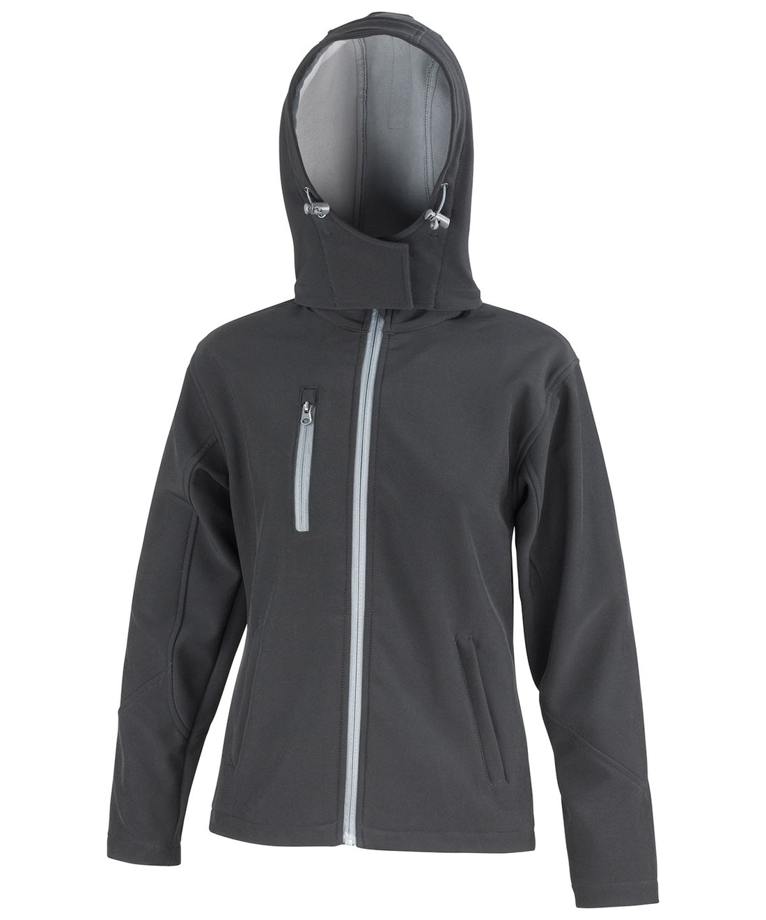 Women's Core TX performance hooded softshell jacket in Black/Grey