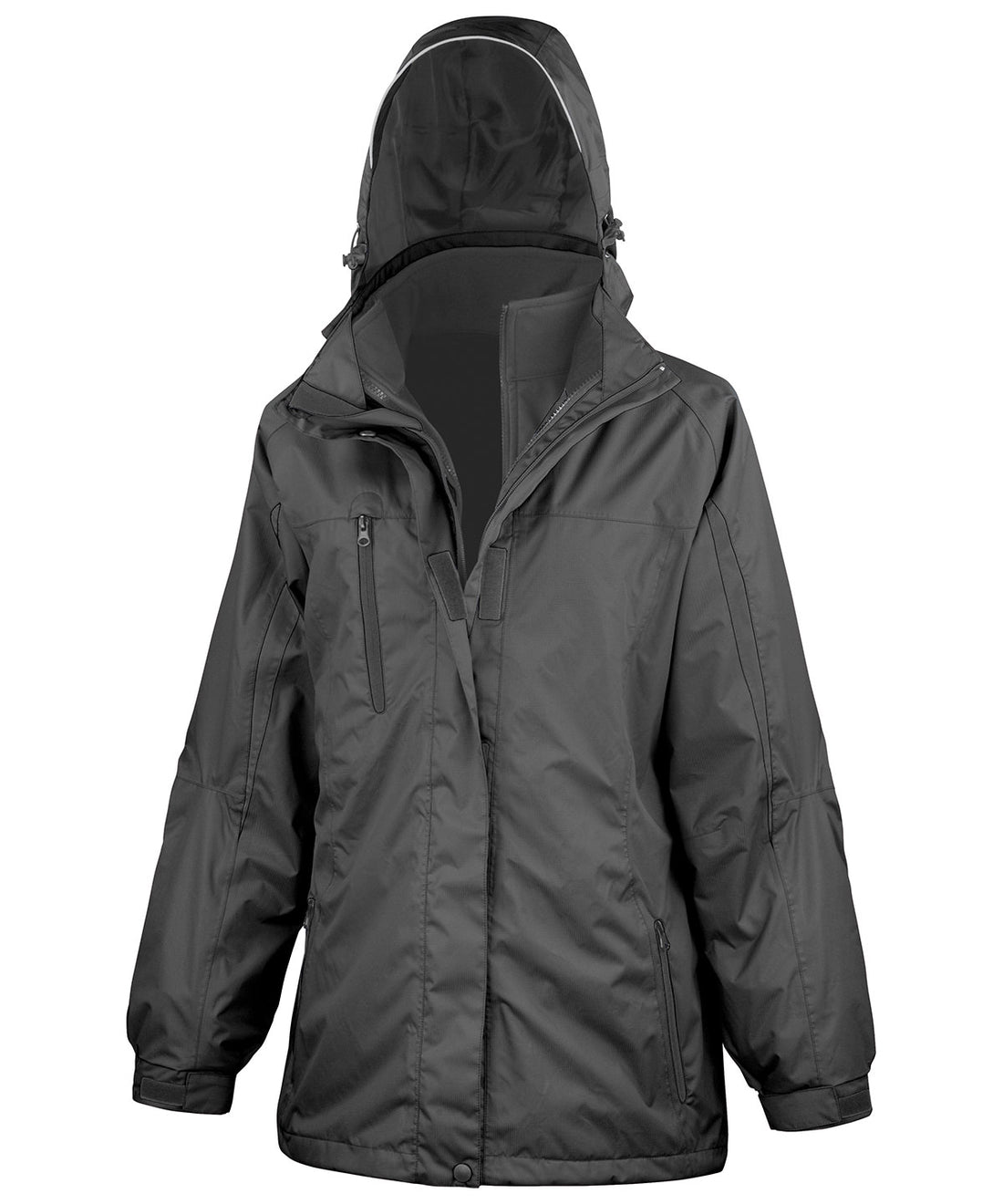 Women's 3-in-1 journey jacket with softshell inner in Black/Black