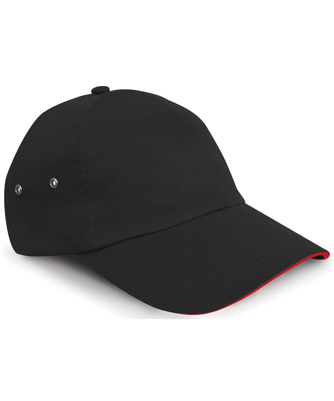 Printers plush cotton 5-panel cap in Black/Red
