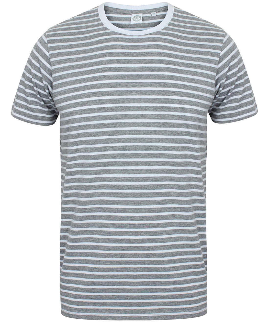 Unisex striped T in Heather Grey/White