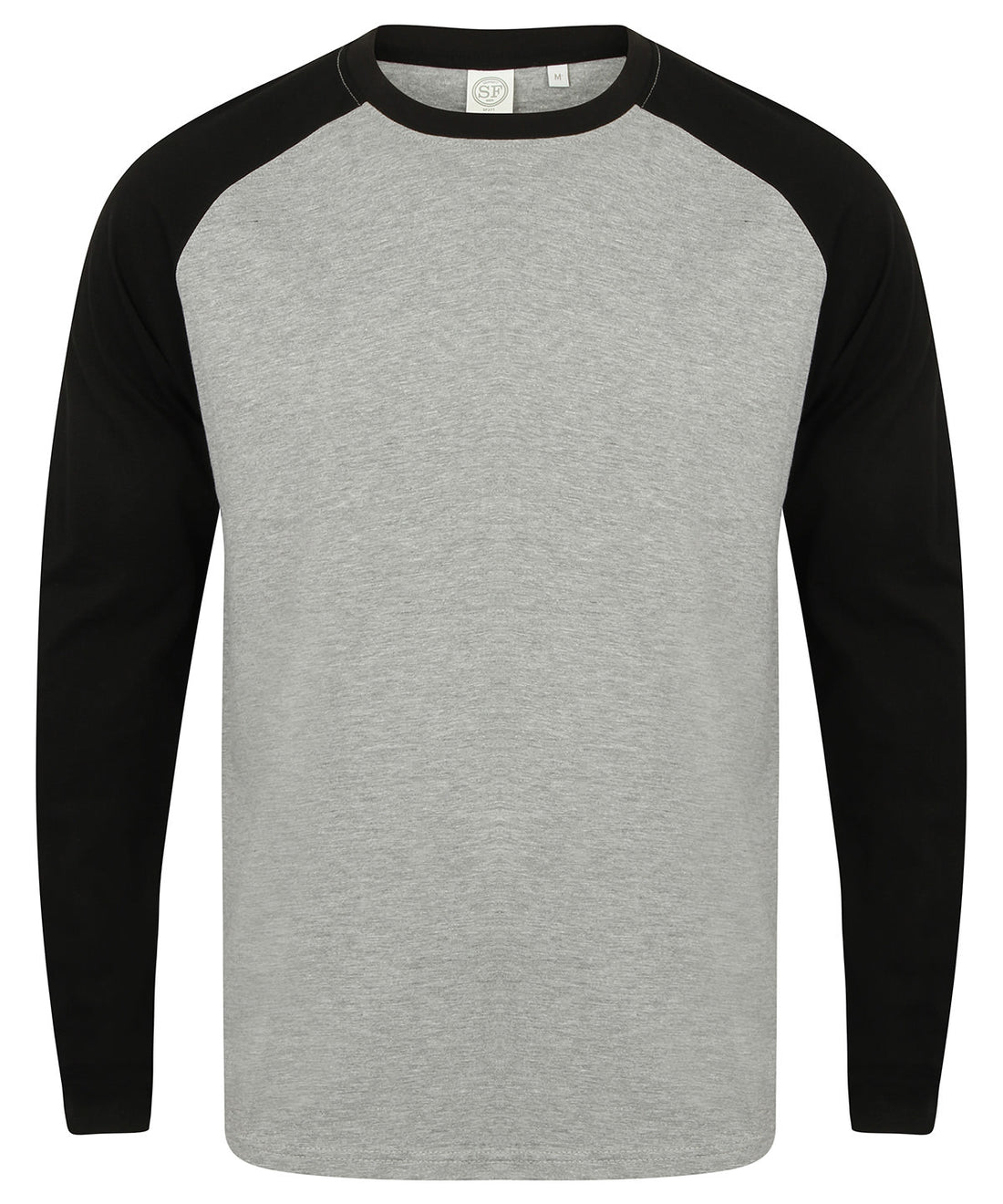 Long sleeve baseball t-shirt in Heather Grey/Black
