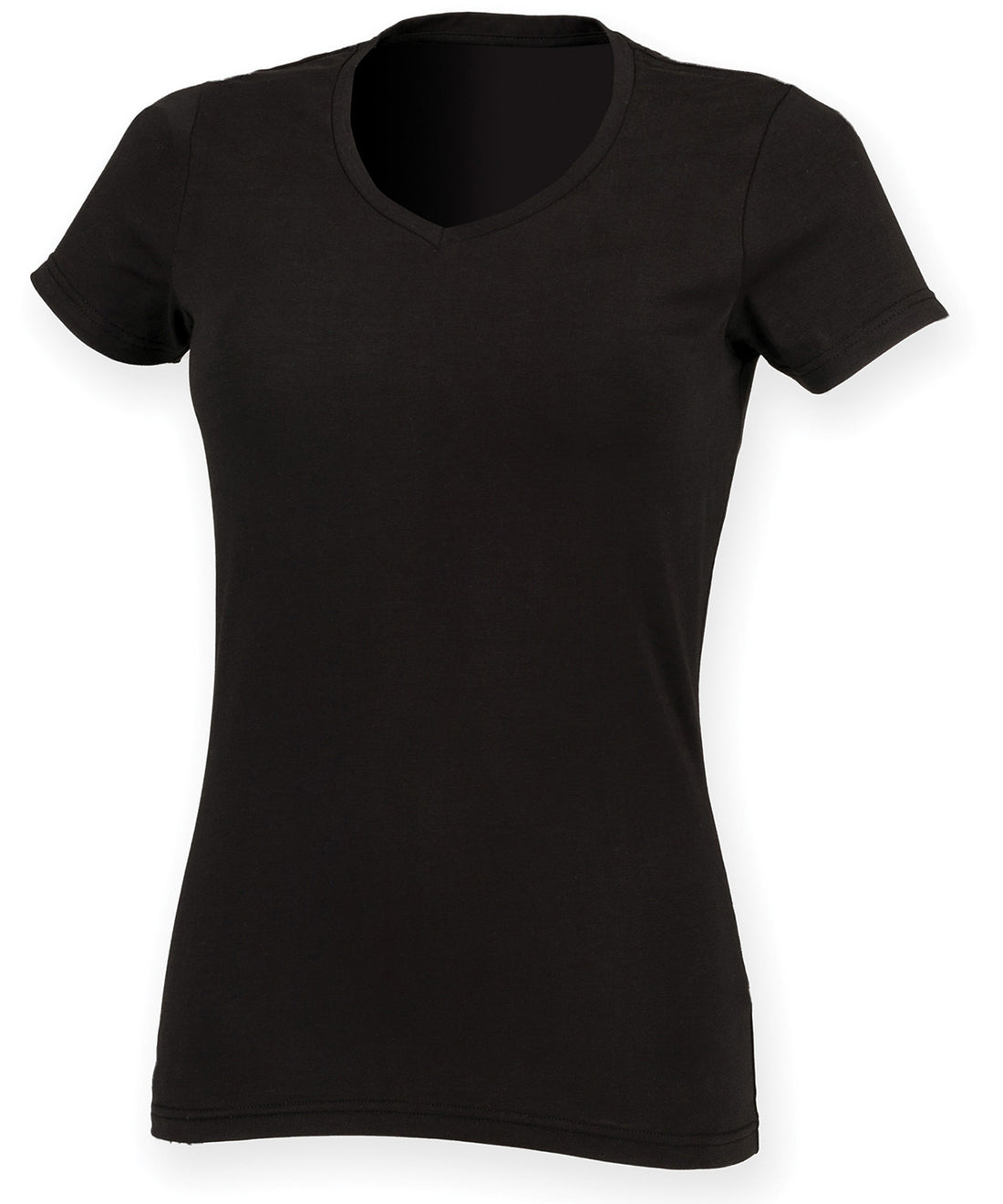 Feel good women's stretch v-neck t-shirt in Black