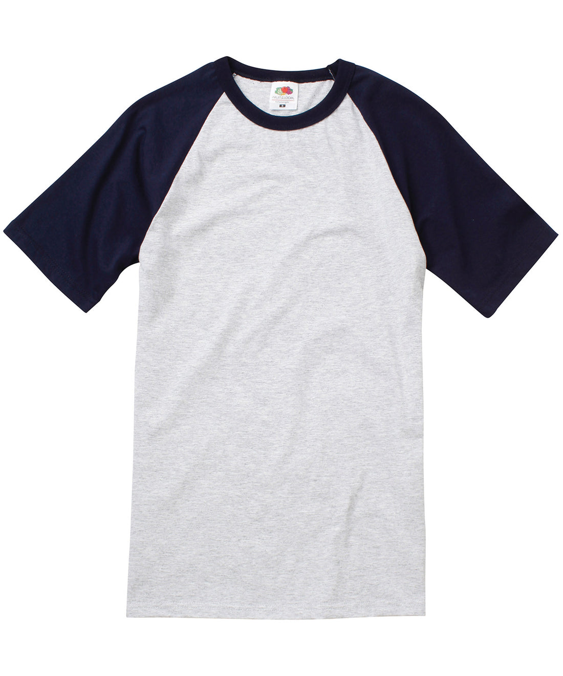 Short sleeve baseball T in Heather Grey/Deep Navy