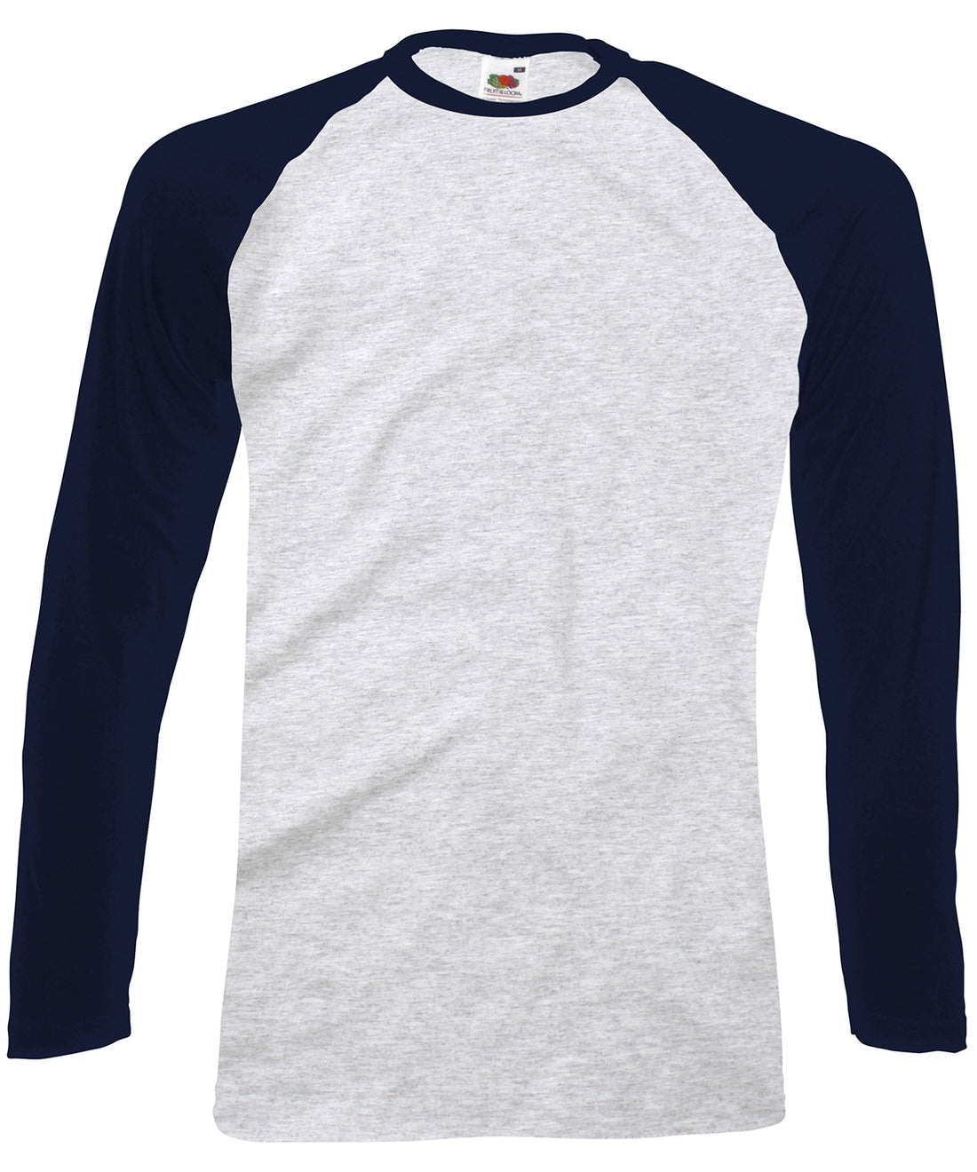 Long sleeve baseball T in Heather Grey/Deep Navy