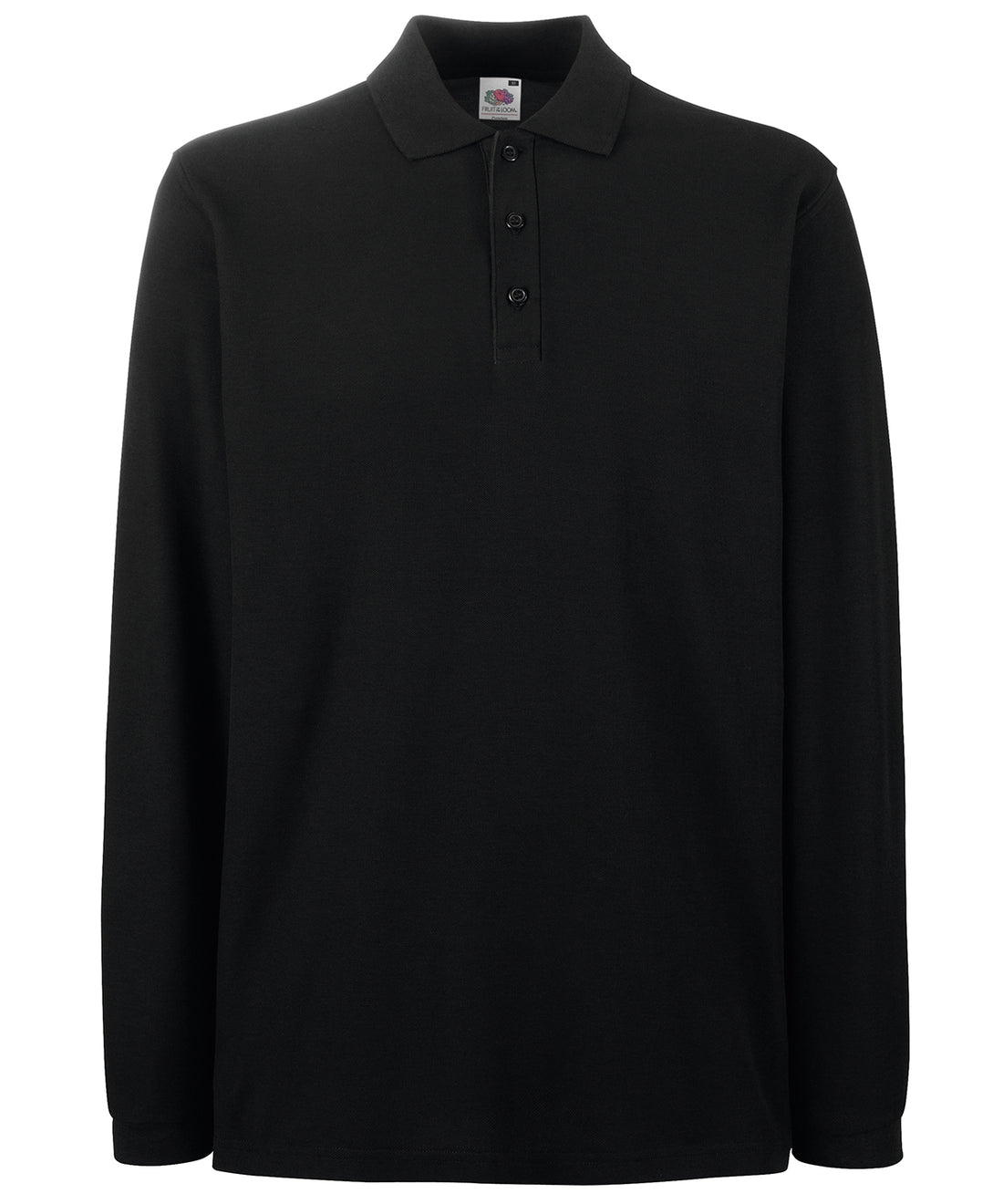 Premium long sleeve polo in Black