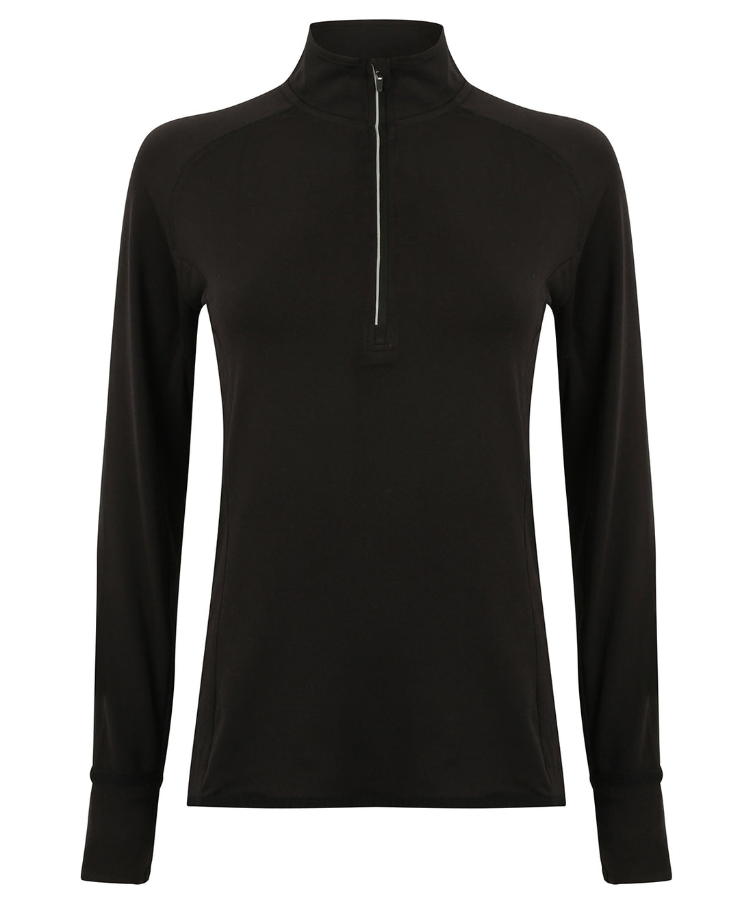Women's long-sleeved ¼ zip top in Black