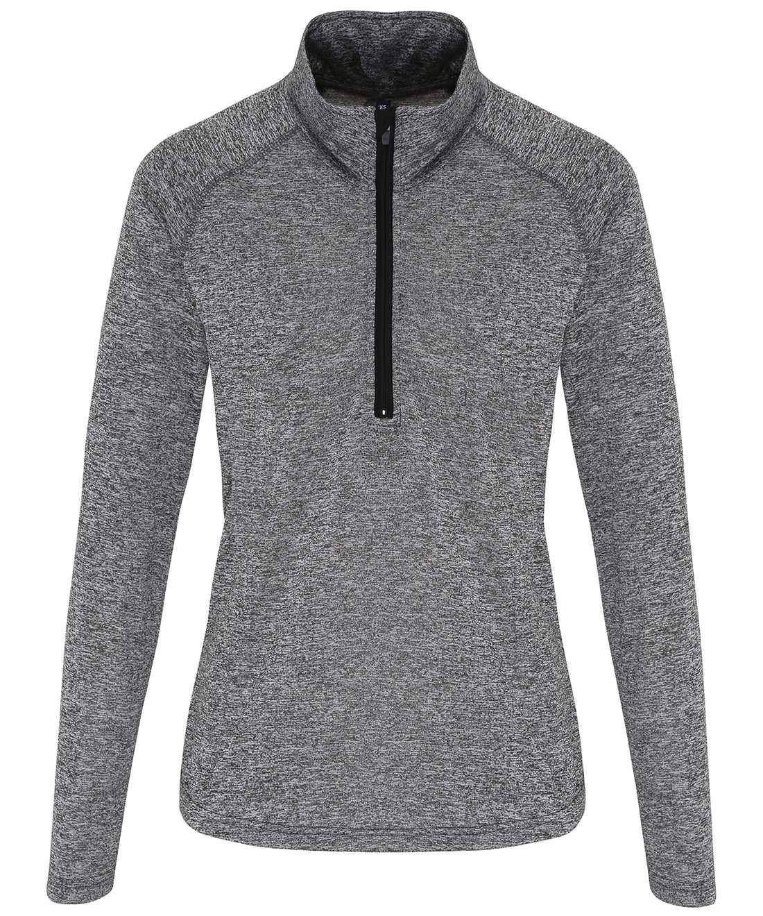 Women's TriDri® long sleeve performance ¼ zip in Black Melange/Black