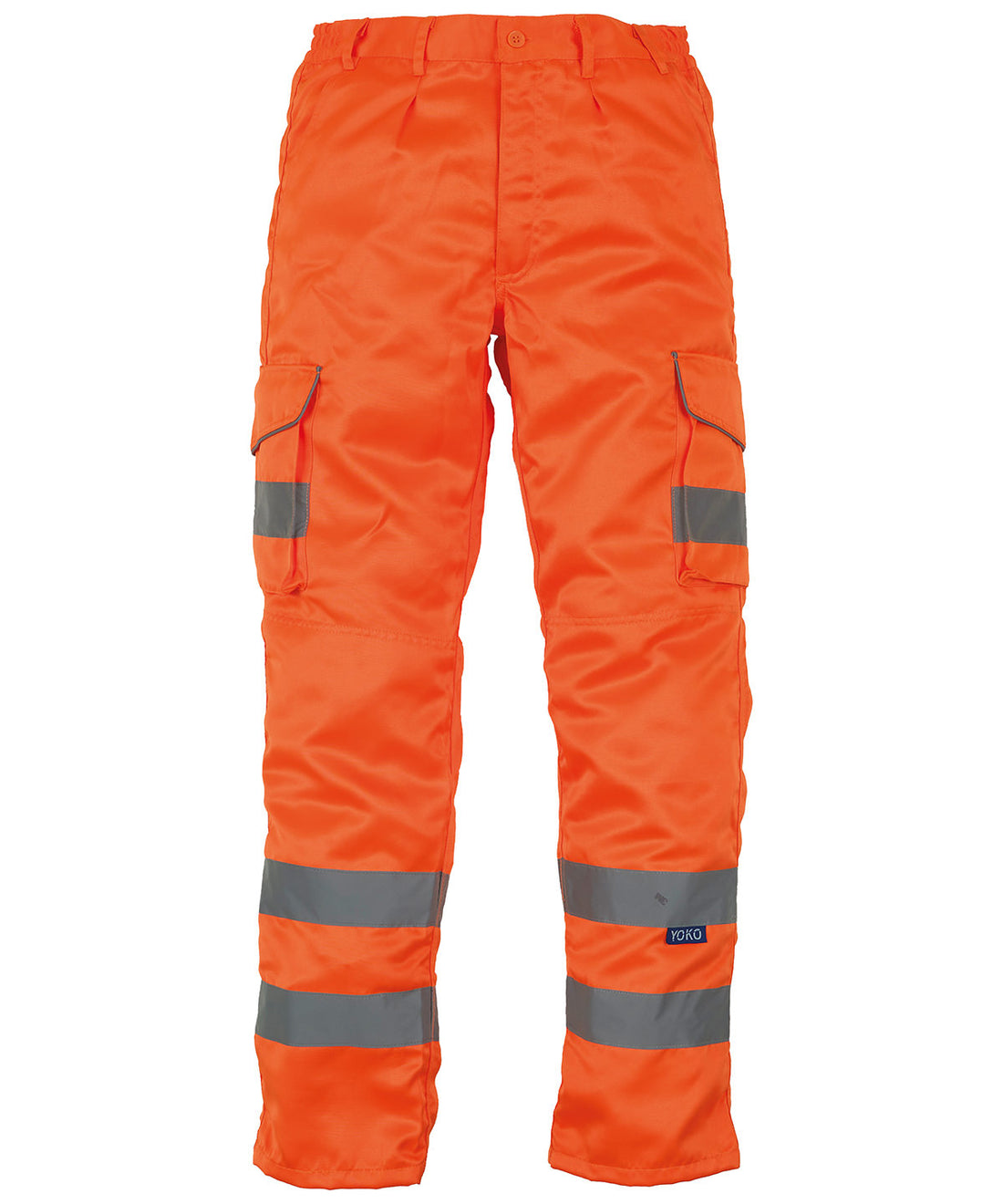 Hi-vis polycotton cargo trousers with kneepad pockets (HV018T/3M) in Orange