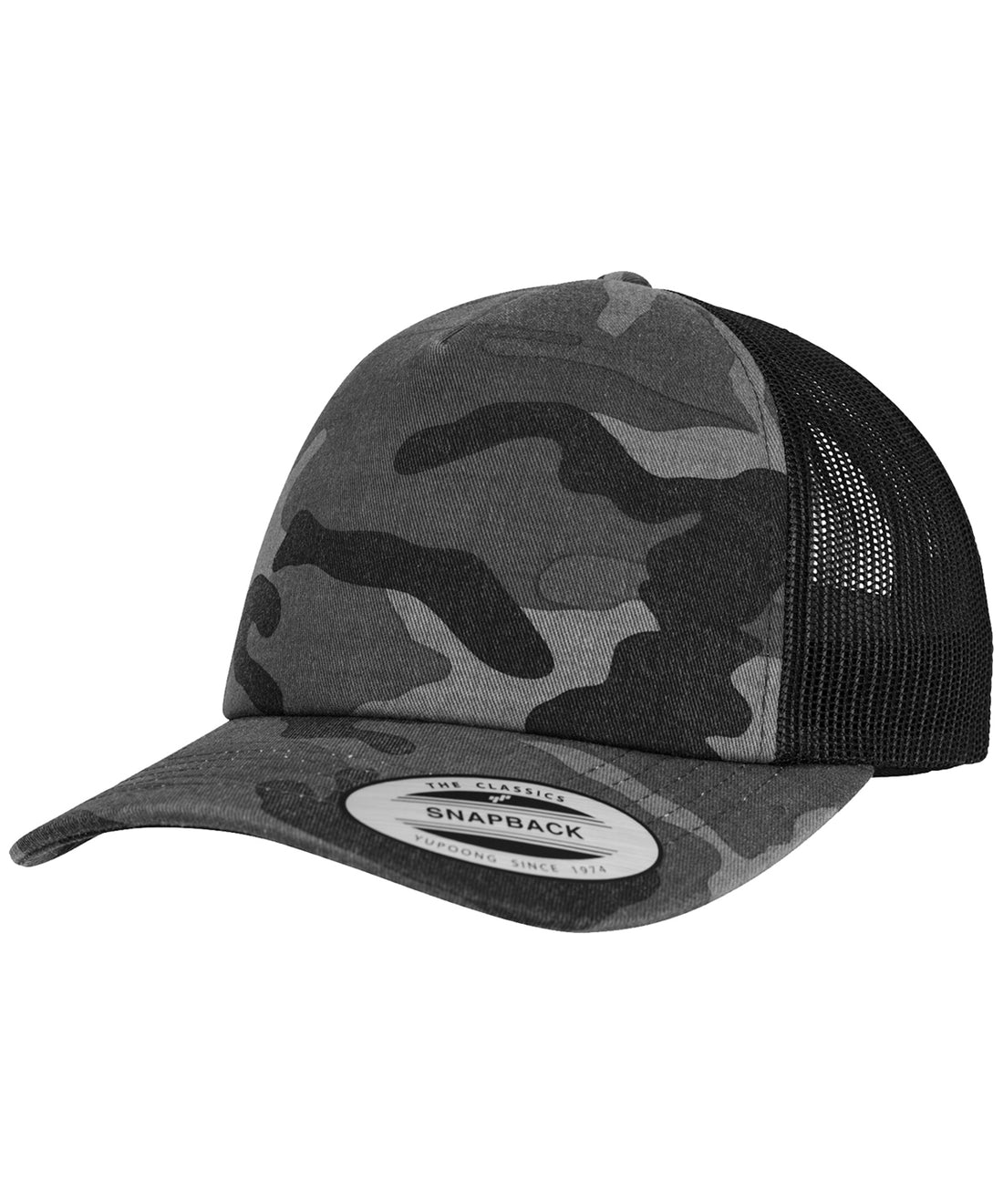 Camo trucker cap (6606C) in Dark Camo/Black