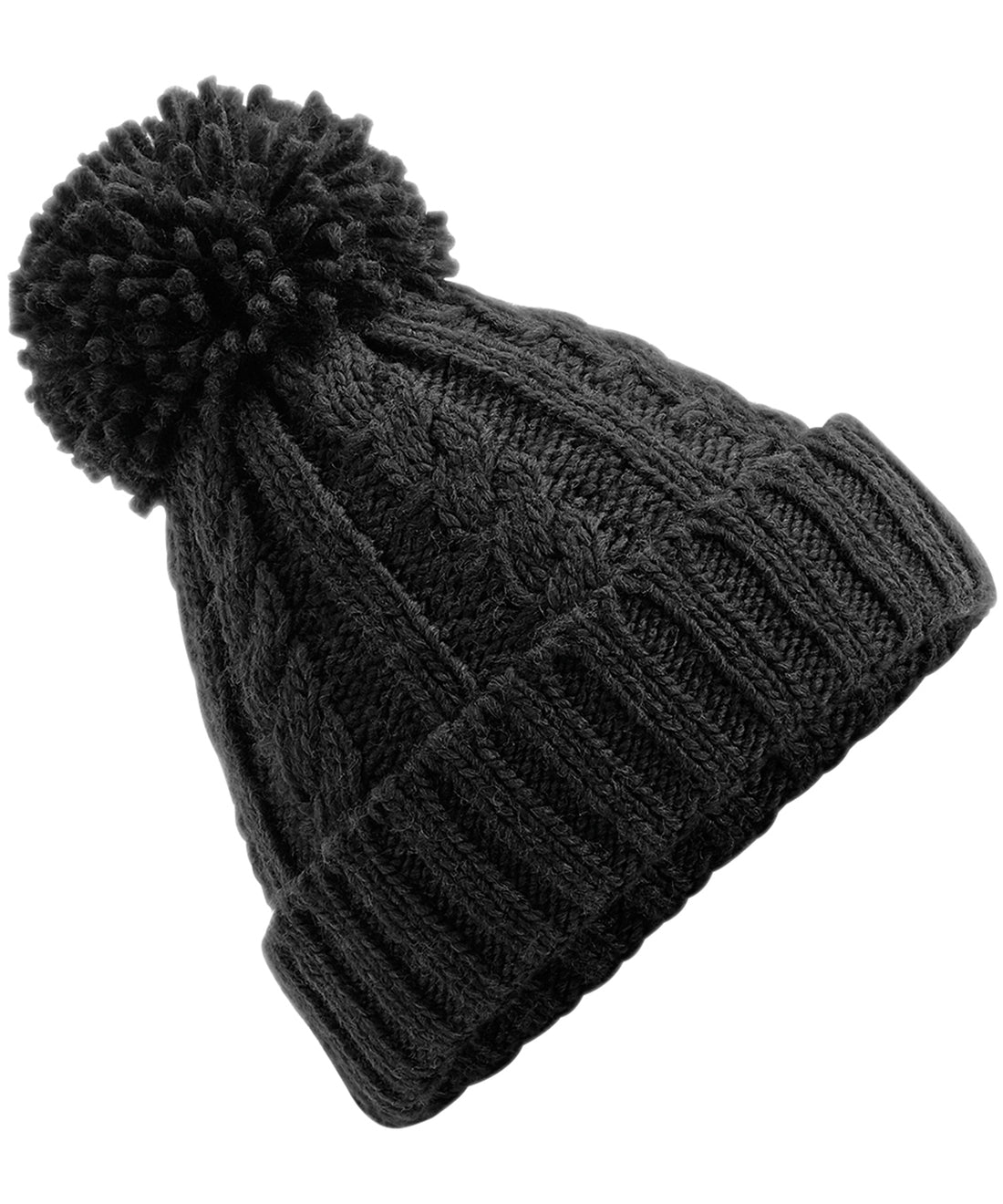 Cable knit melange beanie in Black