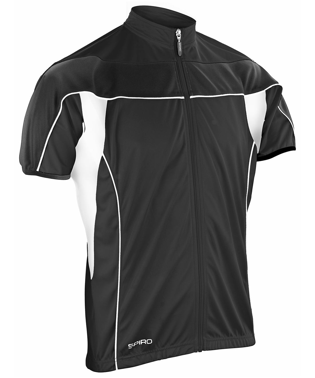 Spiro bikewear full-zip top in Black/White