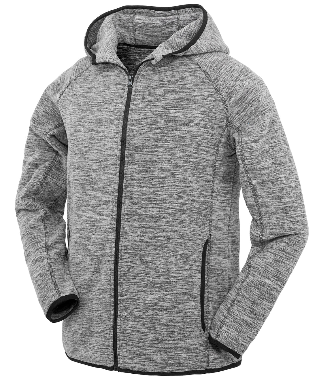 Microfleece hoodi in Grey/Black