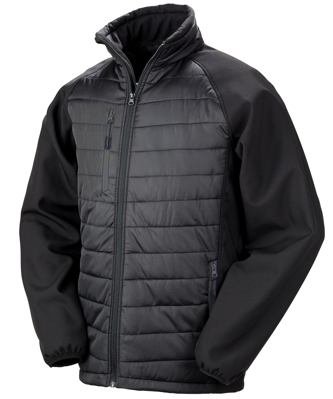 Compass padded softshell jacket in Black/Black