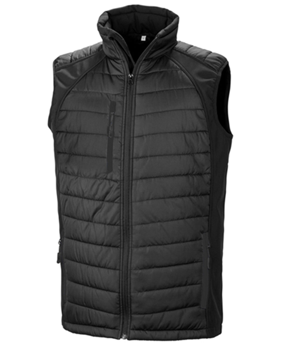 Compass padded softshell gilet in Black/Black