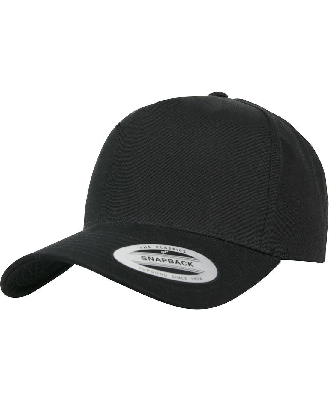 5-panel curved classic snapback (7707) in Black