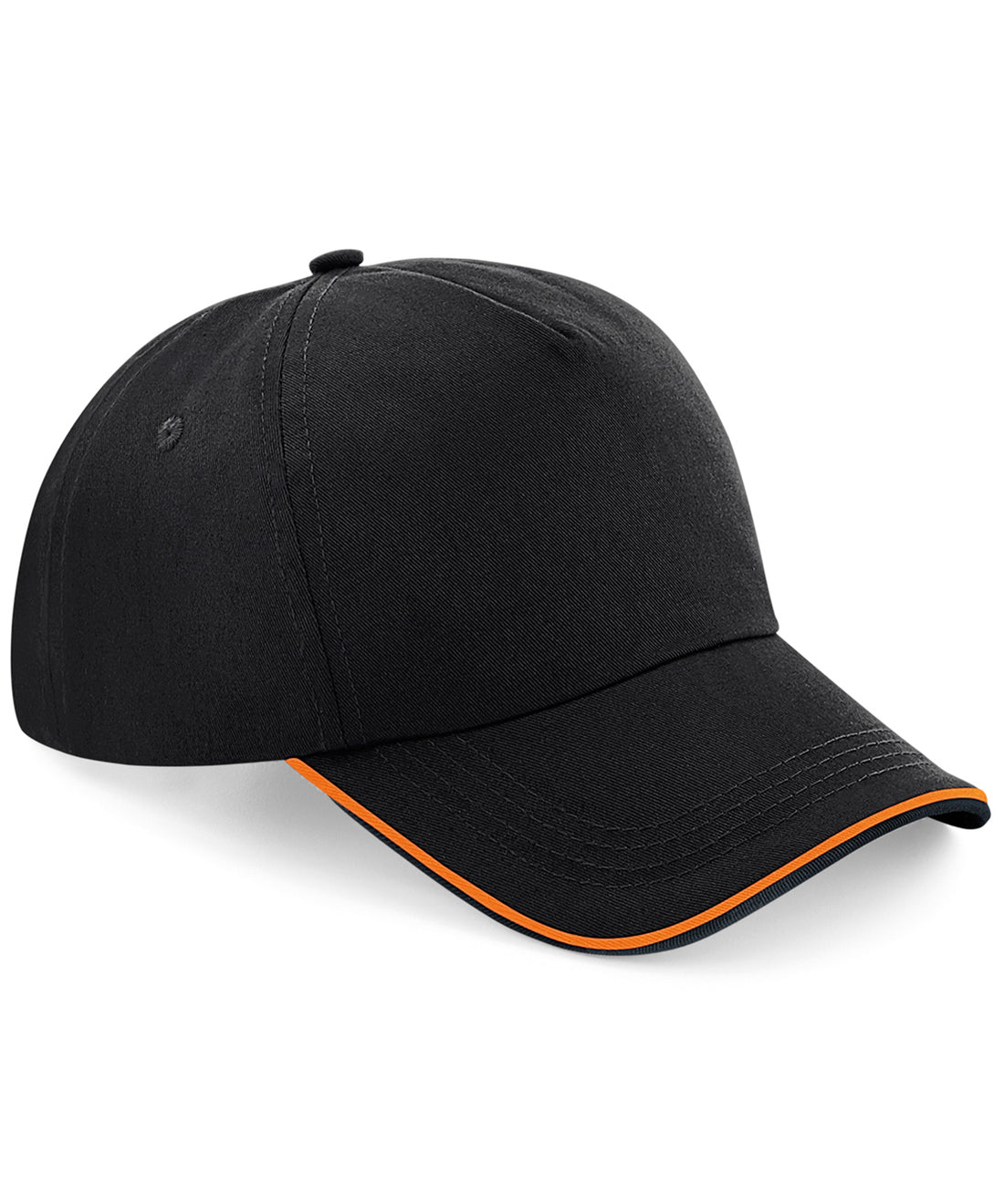 Authentic 5-panel cap - piped peak in Black/Orange